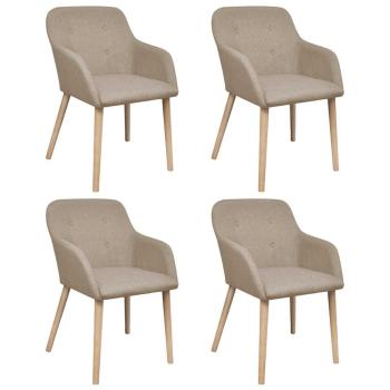 ARDEBO.de - Esszimmerstühle 4 Stk. Beige Stoff und Massivholz Eiche