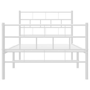 Bettgestell mit Kopf- und Fußteil Metall Weiß 107x203 cm