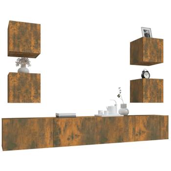 6-tlg. TV-Schrank-Set Räuchereiche Holzwerkstoff