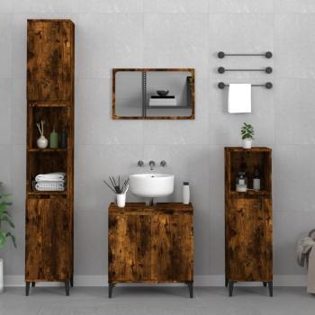 ARDEBO.de - 3-tlg. Badmöbel-Set Räuchereiche Holzwerkstoff