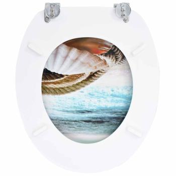Toilettensitze 2 Stk. mit Deckel MDF Muschel-Design