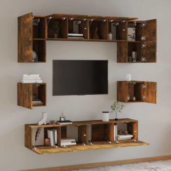 8-tlg. TV-Schrank-Set Räuchereiche Holzwerkstoff