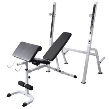 Hantelbank mit Ablage, Langhantel und Kurzhantel-Set 90 kg