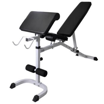 Hantelbank mit Ablage, Langhantel und Kurzhantel-Set 90 kg