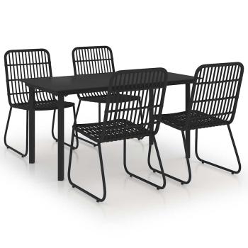 5-tlg. Garten-Essgruppe Poly Rattan und Glas