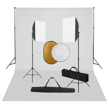 ARDEBO.de - Fotostudio-Set mit Softboxen, Hintergrundsystem und Reflektor