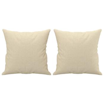 2-tlg. Sofagarnitur mit Kissen Creme Stoff
