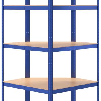 Eckregal mit 5 B?den Blau Stahl & Holzwerkstoff