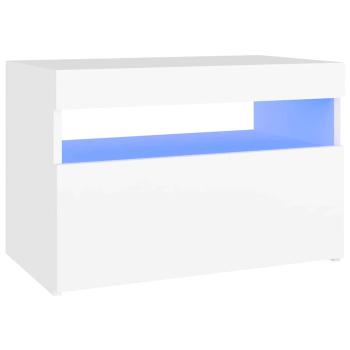 Nachttisch mit LED-Leuchten Weiß 60x35x40 cm Holzwerkstoff