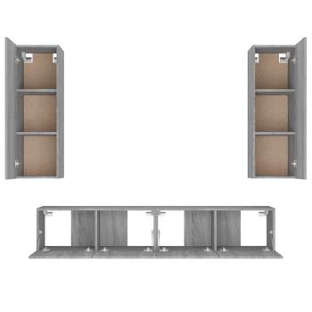 4-tlg. TV-Schrank-Set Grau Sonoma Holzwerkstoff