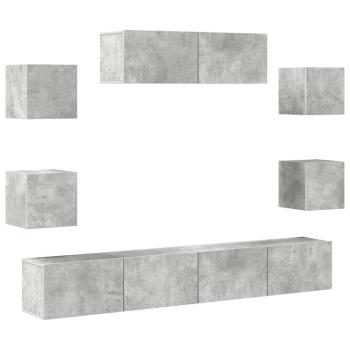 7-tlg. TV-Schrank-Set Betongrau Holzwerkstoff
