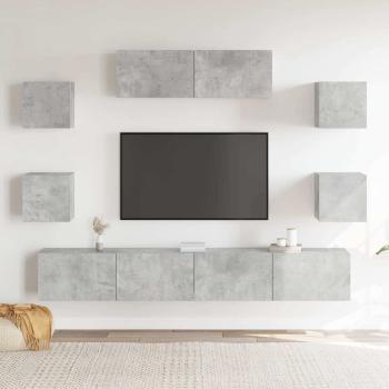 7-tlg. TV-Schrank-Set Betongrau Holzwerkstoff