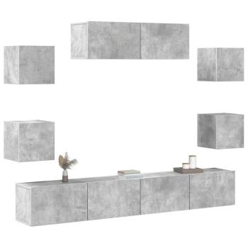 7-tlg. TV-Schrank-Set Betongrau Holzwerkstoff