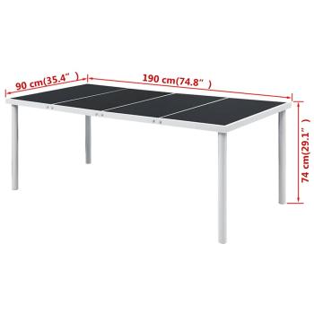 Gartentisch 190x90x74 cm Schwarz Stahl
