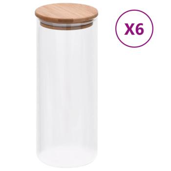 ARDEBO.de - Vorratsgläser mit Bambusdeckel 6 Stk. 1000 ml