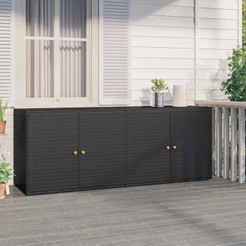 ARDEBO.de - Gartenschrank Schwarz 198 x 55,5 x 80 cm Poly Rattan