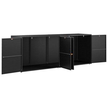 Gartenschrank Schwarz 198 x 55,5 x 80 cm Poly Rattan