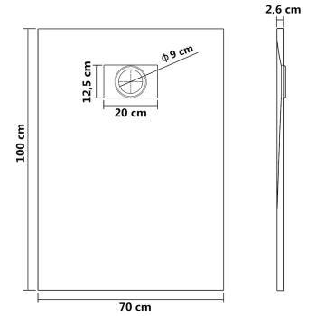 Duschwanne SMC Schwarz 100×70 cm