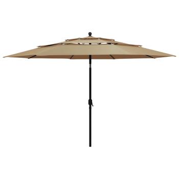 ARDEBO.de - Sonnenschirm mit Aluminium-Mast 3-lagig Taupe 3,5 m