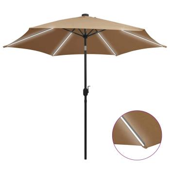 ARDEBO.de - Sonnenschirm mit LED-Beleuchtung und Alu-Mast 300 cm Taupe