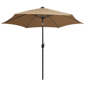 Sonnenschirm mit LED-Beleuchtung und Alu-Mast 300 cm Taupe