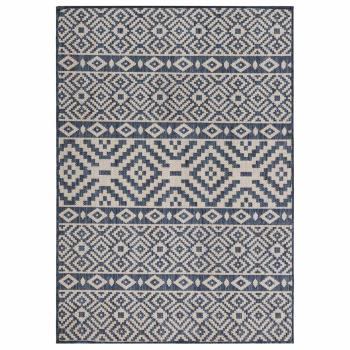 Outdoor-Teppich Flachgewebe 140x200 cm Blau Gestreift