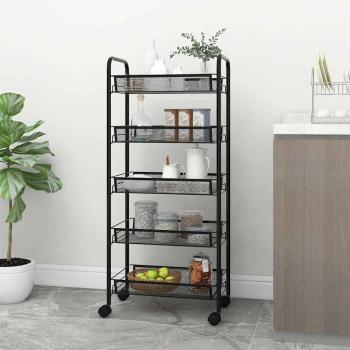 ARDEBO.de - K?chenwagen 5 Etagen Schwarz 46x26x105 cm Eisen