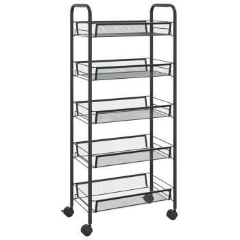 K?chenwagen 5 Etagen Schwarz 46x26x105 cm Eisen