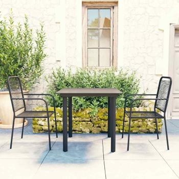 ARDEBO.de - 3-tlg. Garten-Essgruppe Schwarz Glas und Stahl