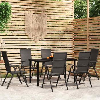 ARDEBO.de - 7-tlg. Garten-Essgruppe Schwarz