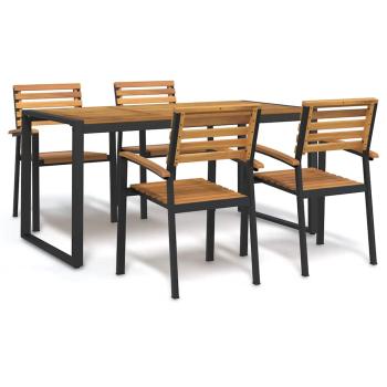ARDEBO.de - 5-tlg. Garten-Essgruppe Massivholz Akazie und Metall