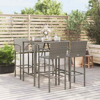 ARDEBO.de - 5-tlg. Gartenbar-Set Grau Poly Rattan