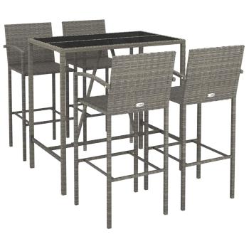 5-tlg. Gartenbar-Set Grau Poly Rattan