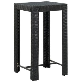 3-tlg. Gartenbar-Set Schwarz Poly Rattan & Massivholz Akazie