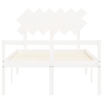 Seniorenbett mit Kopfteil 120x200 cm Weiß Massivholz