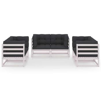 6-tlg. Garten-Lounge-Set mit Kissen Kiefer Massivholz