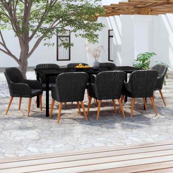ARDEBO.de - 9-tlg. Garten-Essgruppe mit Kissen Schwarz