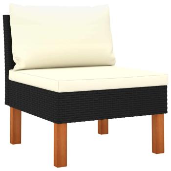 9-tlg. Garten-Lounge-Set mit Kissen Poly Rattan Schwarz