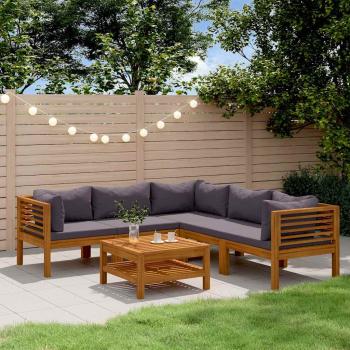 ARDEBO.de - 6-tlg. Garten-Lounge-Set mit Auflage Massivholz Akazie
