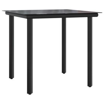 5-tlg. Garten-Essgruppe mit Kissen Schwarz und Grau Poly Rattan
