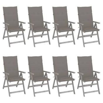 ARDEBO.de - Verstellbare Gartenstühle mit Auflagen 8 Stk. Grau Akazienholz