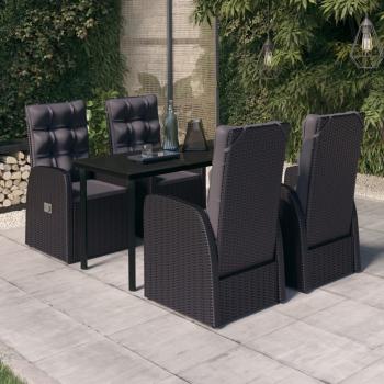 ARDEBO.de - 5-tlg. Garten-Essgruppe mit Kissen Schwarz