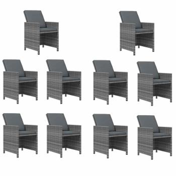 15-tlg. Garten-Essgruppe mit Kissen Poly Rattan Grau