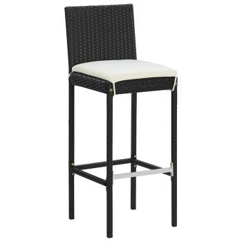 5-tlg. Gartenbar-Set mit Kissen Schwarz Poly Rattan