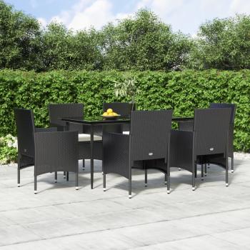 ARDEBO.de - 7-tlg. Garten-Essgruppe mit Kissen Schwarz