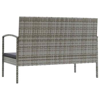 8-tlg. Garten-Lounge-Set mit Auflagen Poly Rattan Grau