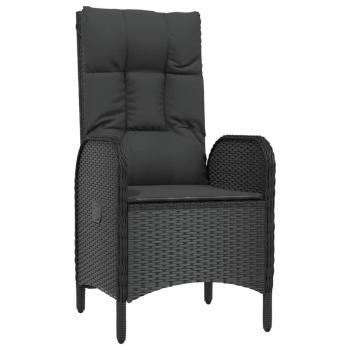 5-tlg. Garten-Essgruppe mit Kissen Schwarz Poly Rattan