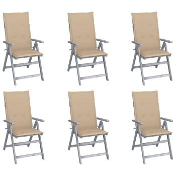 ARDEBO.de - Hochlehner Verstellbar 6 Stk. mit Auflagen Massivholz Akazie