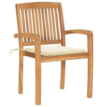Stapelbare Gartenst?hle mit Kissen 6 Stk. Massivholz Teak
