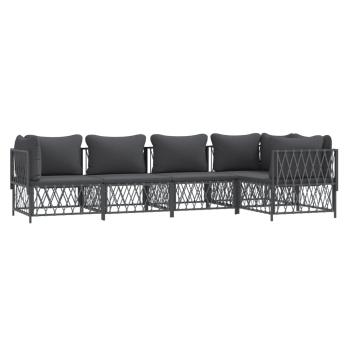 5-tlg. Garten-Lounge-Set mit Kissen Anthrazit Stahl